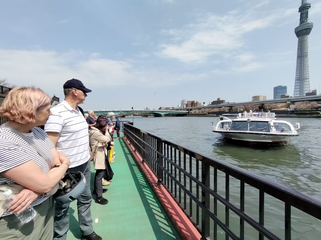 Tokyo Backstreets Bike Tour waterbus boat river cruiese cycling
